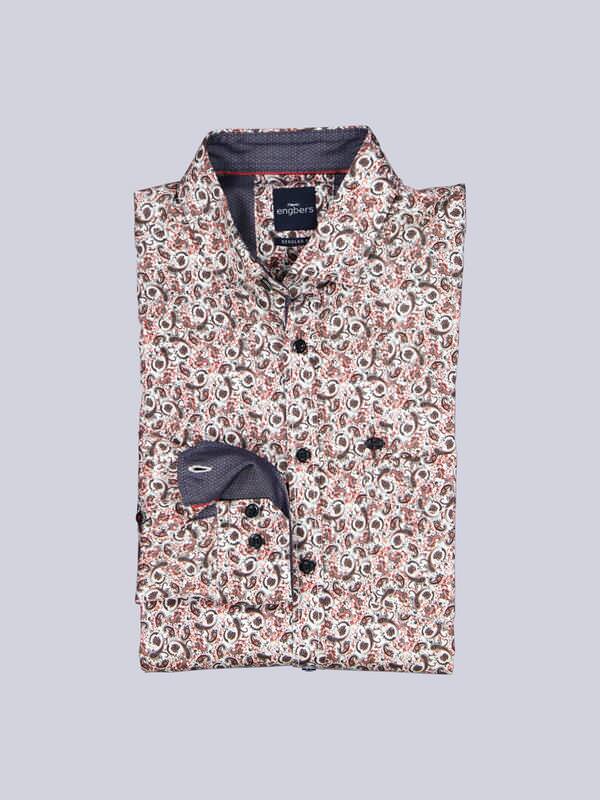 engbers Herren Langarm-Hemd gemustert Rot regular Button Under von engbers