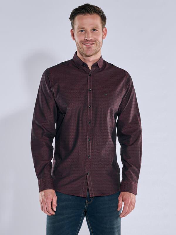 engbers Herren Langarm-Hemd gemustert Rot regular Button Under von engbers