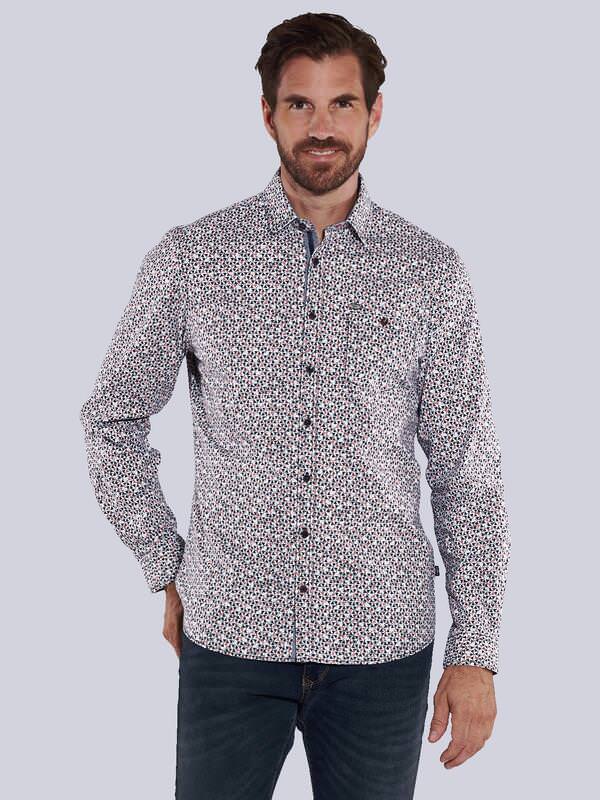 engbers Herren Langarm-Hemd gemustert Rot regular Haifisch von engbers