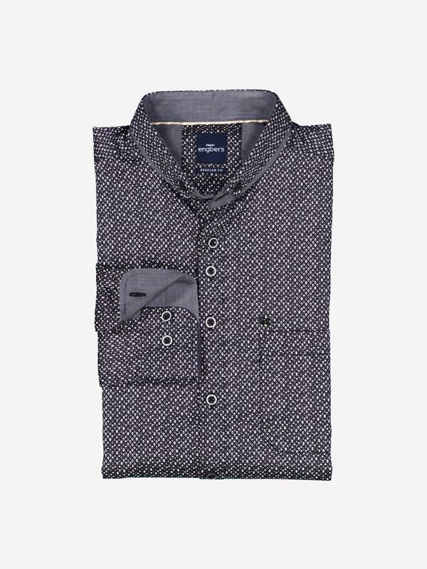engbers Herren Langarm-Hemd gemustert Schwarz regular Button Down von engbers