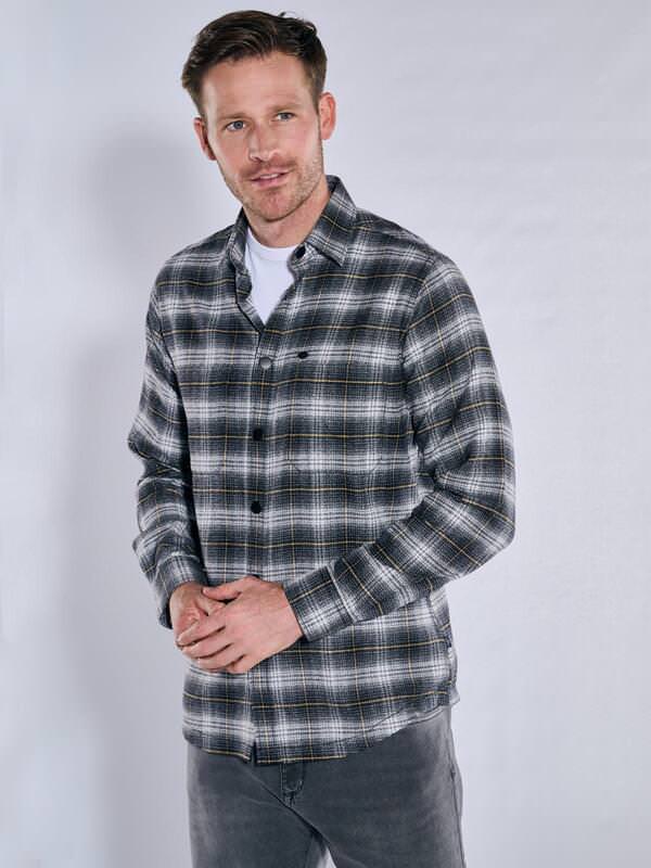 engbers Herren Langarm-Hemd gemustert Schwarz regular kariert Kent-Kragen von engbers