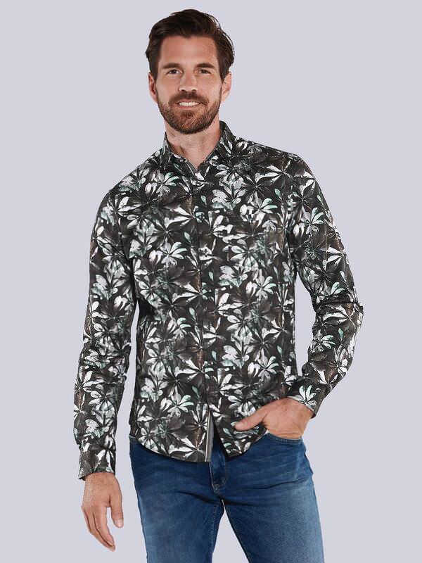 engbers Herren Langarm-Hemd gemustert Türkis slim fit Kent-Kragen von engbers