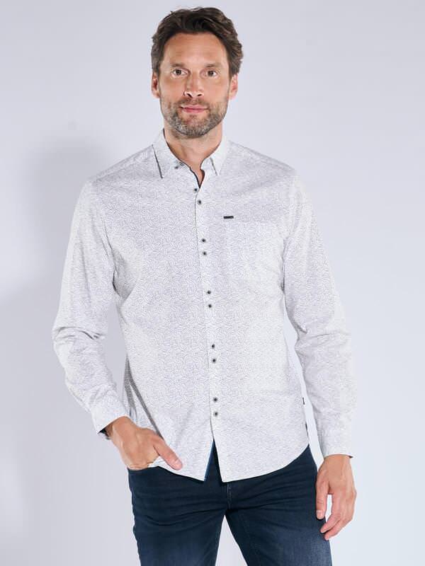 engbers Herren Langarm-Hemd gemustert Weiß regular Button Under von engbers