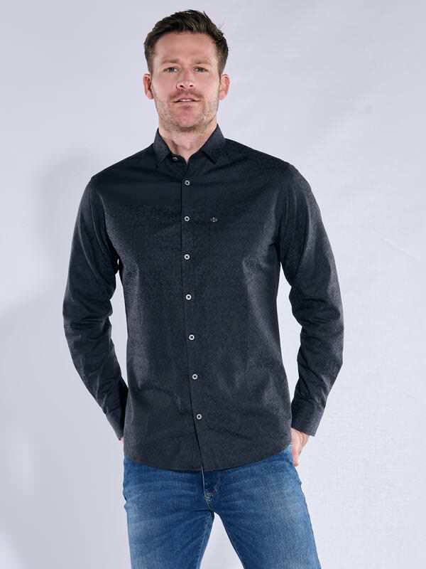 engbers Herren Langarm-Hemd gemustert Blau regular Haifisch von engbers