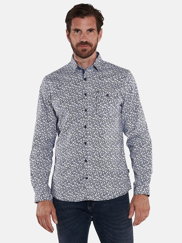 engbers Herren Langarm-Hemd gemustert Blau regular Haifisch von engbers