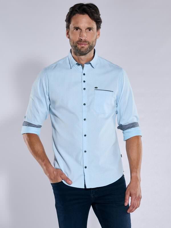 engbers Herren Langarm-Hemd gemustert Blau regular Kent-Kragen von engbers