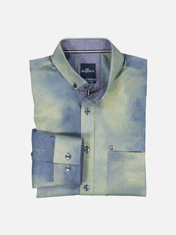 engbers Herren Langarm-Hemd gemustert gelb regular Button Down von engbers