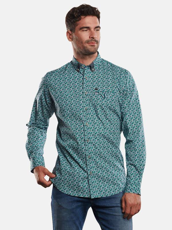 engbers Herren Langarm-Hemd gemustert gelb regular Button Down von engbers