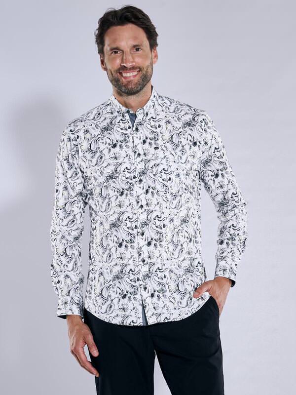 engbers Herren Langarm-Hemd gemustert grün regular Button Down von engbers