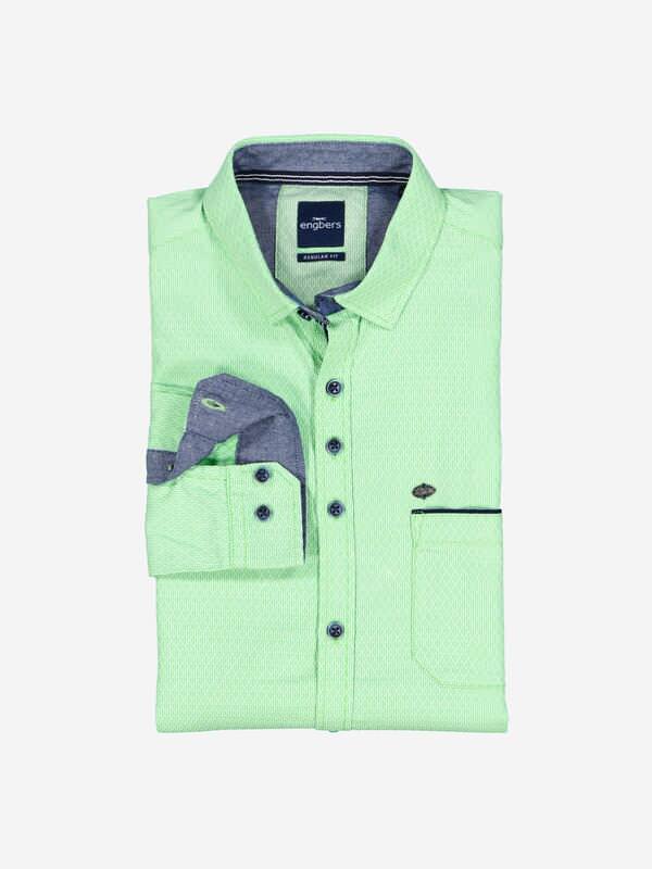 engbers Herren Langarm-Hemd gemustert Grün regular Kent-Kragen von engbers
