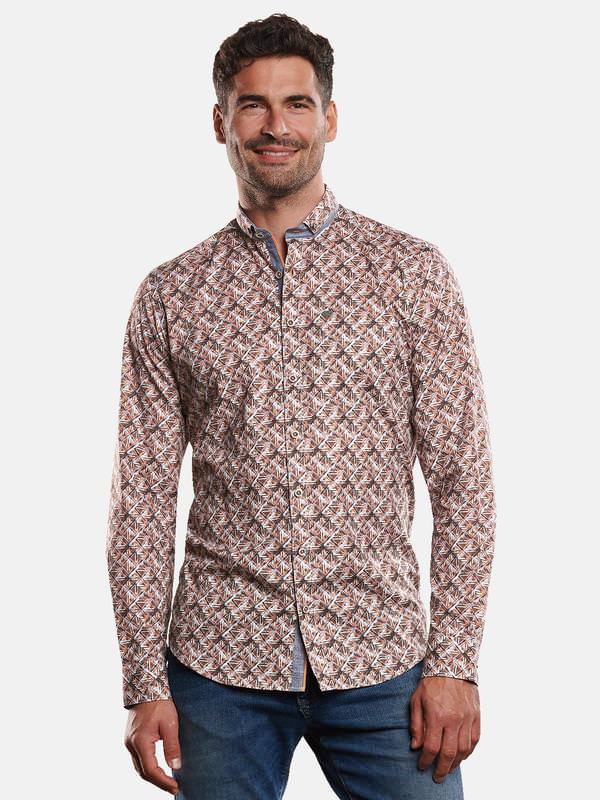 engbers Herren Langarm-Hemd gemustert orange regular Button Down von engbers