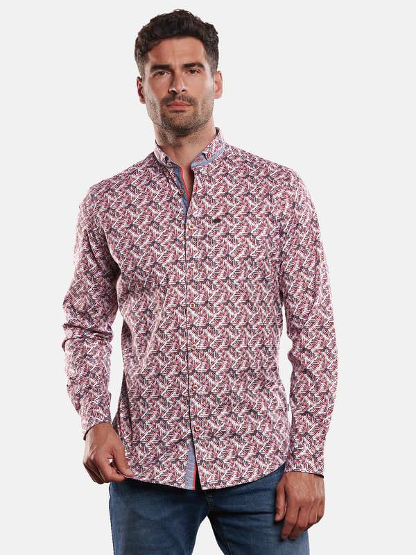 engbers Herren Langarm-Hemd gemustert rot regular Button Down von engbers