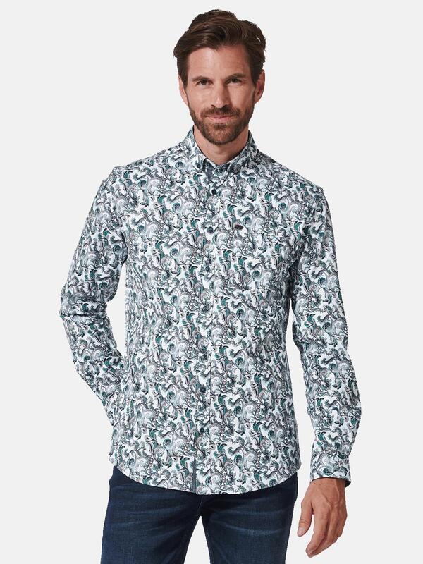 engbers Herren Langarm-Hemd gemustert türkis regular Button Down von engbers