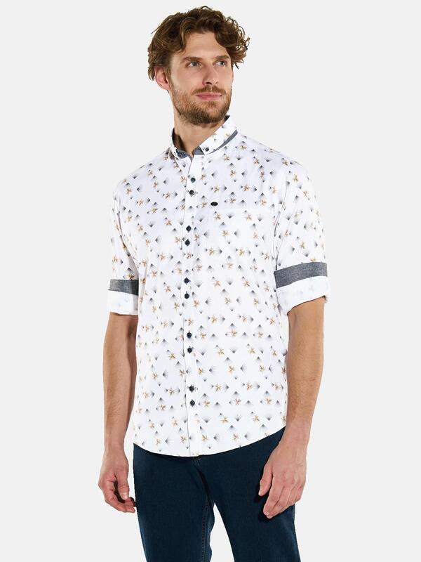 engbers Herren Langarm-Hemd gemustert weiß regular Button Down von engbers