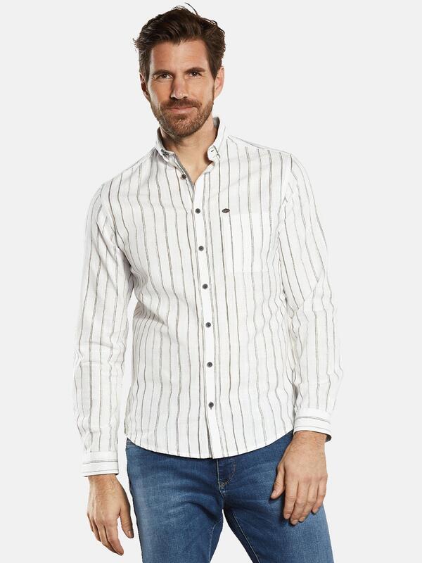 engbers Herren Langarm-Hemd gestreift beige regular Button Under engbers Herren Langarm-Hemd gestreift beige regular Button Under von engbers