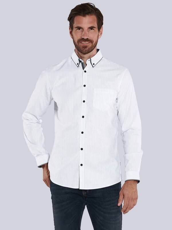 engbers Herren Langarm-Hemd gestreift blau regular Button Down von engbers