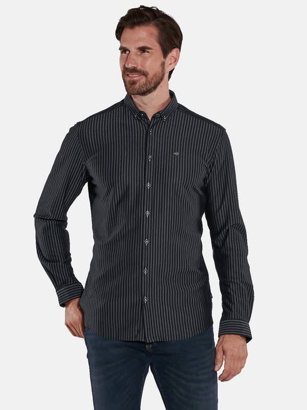 engbers Herren Langarm-Hemd gestreift schwarz regular Button Down von engbers