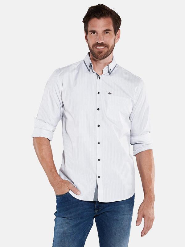 engbers Herren Langarm-Hemd gestreift weiß regular Button Down von engbers