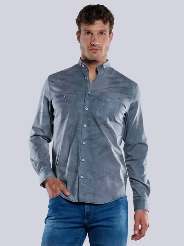 engbers Herren Langarm-Hemd in Batik-Färbung Türkis regular gemustert Button Down von engbers