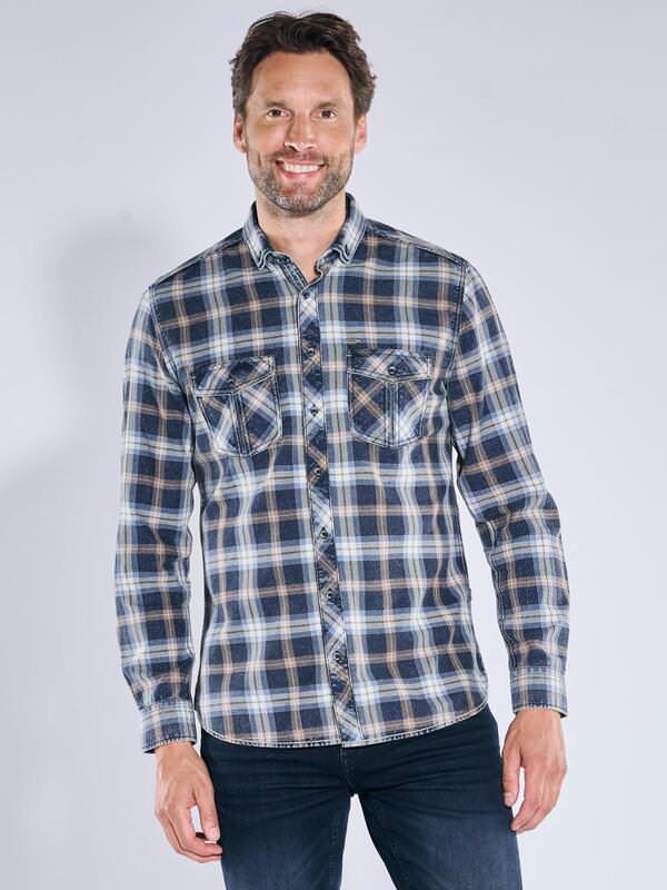 engbers Herren Langarm-Hemd kariert Blau regular Button Down von engbers