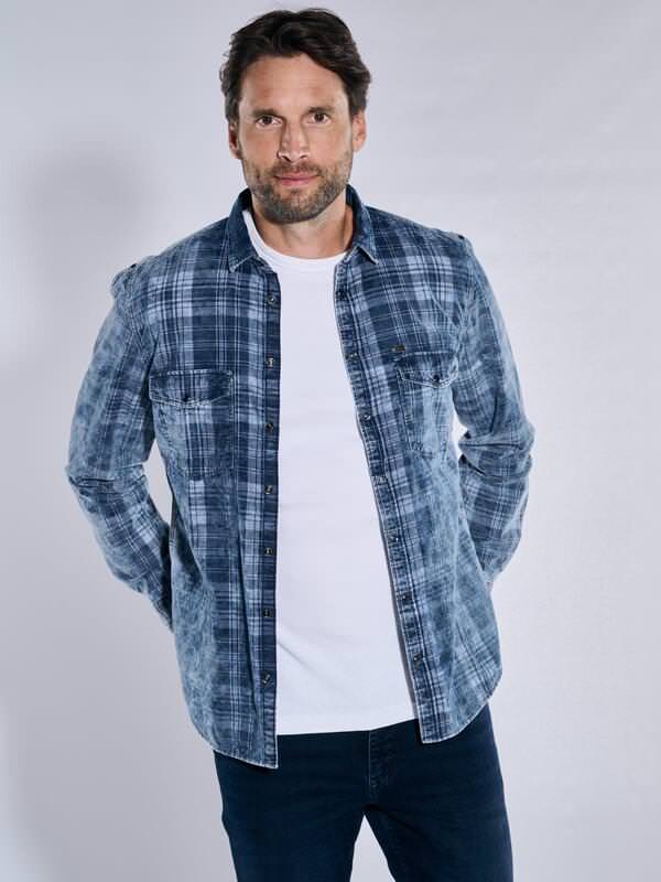 engbers Herren Langarm-Hemd kariert Blau regular Kent-Kragen von engbers