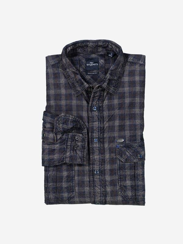 engbers Herren Langarm-Hemd kariert Blau regular Kent-Kragen von engbers