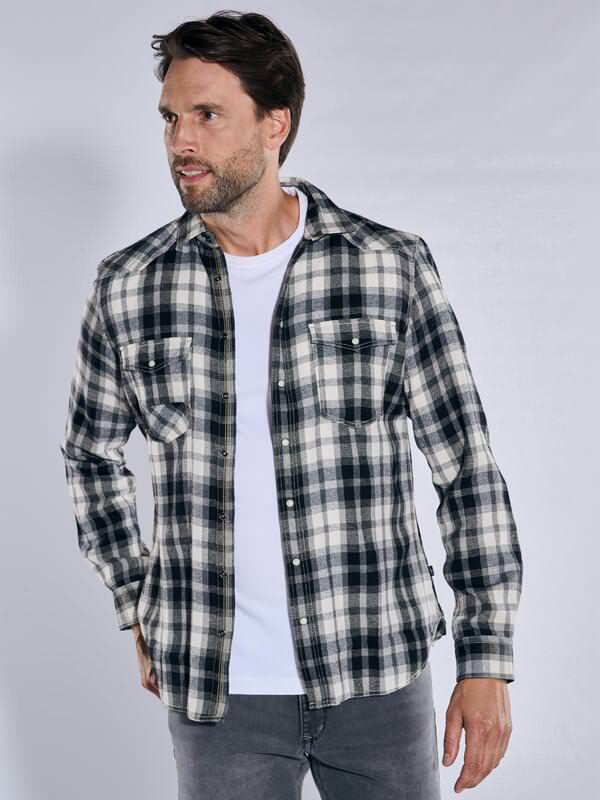 engbers Herren Langarm-Hemd kariert Blau regular Kent-Kragen von engbers