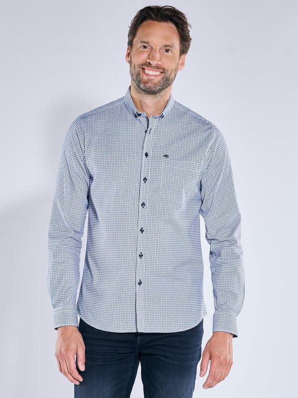 engbers Herren Langarm-Hemd kariert Blau regular gemustert Button Down von engbers