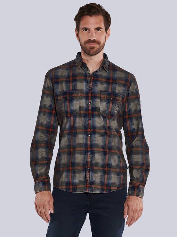 engbers Herren Langarm-Hemd kariert Braun regular Kent-Kragen von engbers