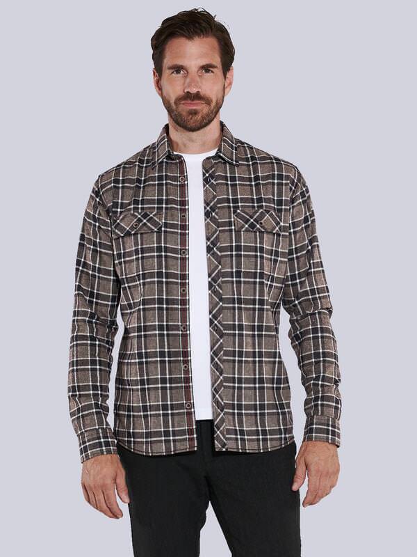 engbers Herren Langarm-Hemd kariert Braun regular Kent-Kragen von engbers