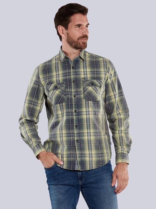 engbers Herren Langarm-Hemd kariert Gelb regular Kent-Kragen von engbers