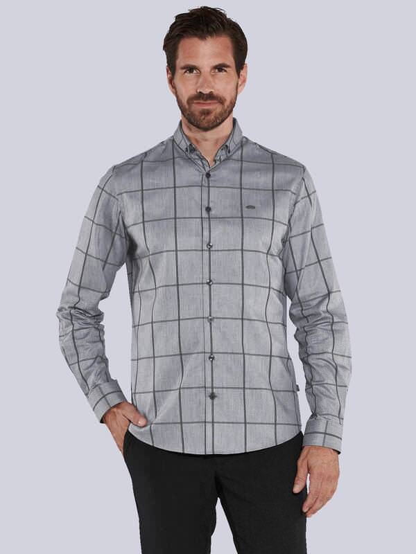 engbers Herren Langarm-Hemd kariert Grau regular Button Down von engbers