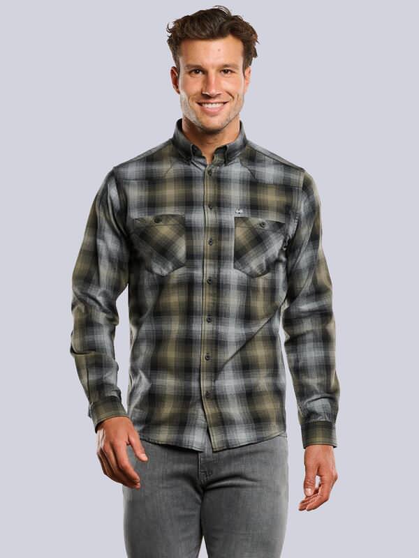 engbers Herren Langarm-Hemd kariert Grün regular Button Down von engbers
