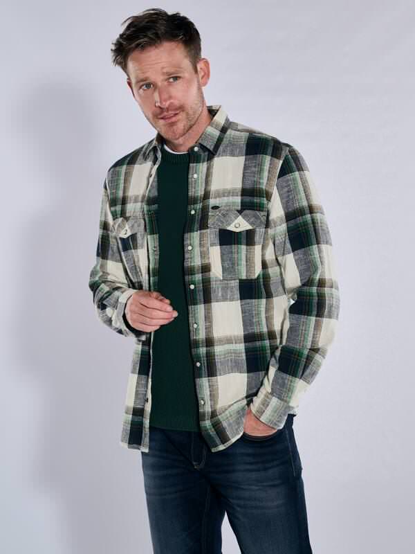 engbers Herren Langarm-Hemd kariert Grün regular Kent-Kragen von engbers