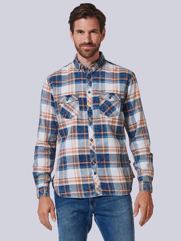 engbers Herren Langarm-Hemd kariert Orange regular Button Down von engbers