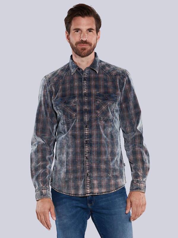 engbers Herren Langarm-Hemd kariert Orange regular Kent-Kragen von engbers