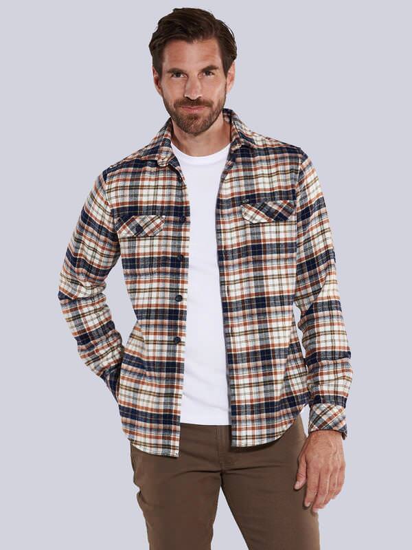 engbers Herren Langarm-Hemd kariert Orange regular Kent-Kragen von engbers