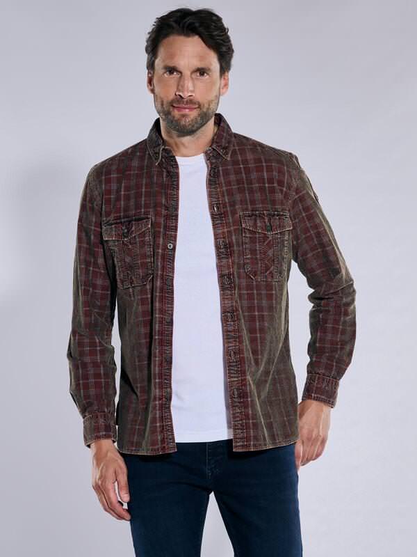 engbers Herren Langarm-Hemd kariert Rot regular Button Down von engbers