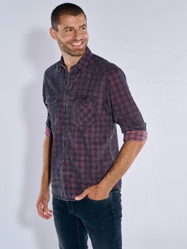 engbers Herren Langarm-Hemd kariert Rot regular Kent-Kragen von engbers