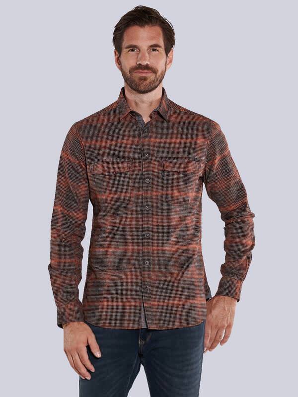 engbers Herren Langarm-Hemd kariert Rot regular Kent-Kragen von engbers