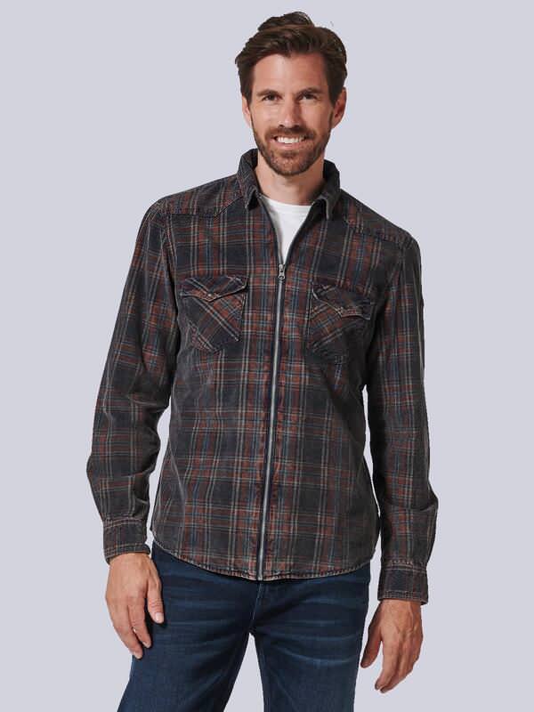 engbers Herren Langarm-Hemd kariert Rot regular Kent-Kragen von engbers