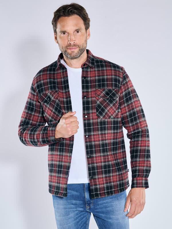 engbers Herren Langarm-Hemd kariert Rot regular Kent-Kragen von engbers