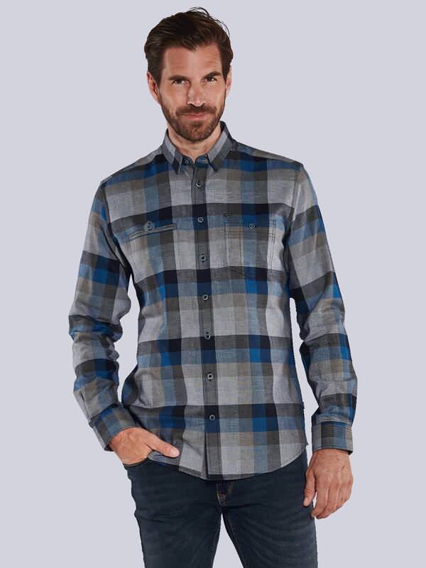 engbers Herren Langarm-Hemd kariert Türkis regular Button Under von engbers