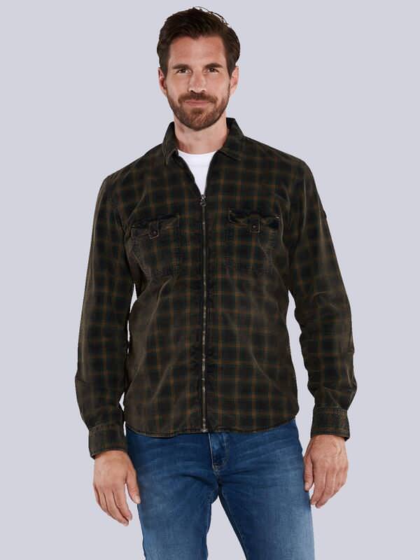 engbers Herren Langarm-Hemd kariert Türkis regular gemustert Kent-Kragen von engbers