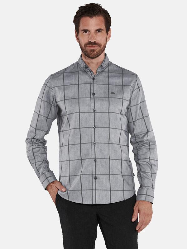 engbers Herren Langarm-Hemd kariert grau regular Button Down von engbers