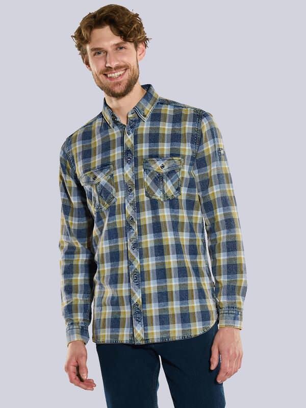 engbers Herren Langarm-Hemd kariert grün regular Button Down von engbers