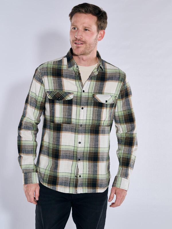 engbers Herren Langarm-Hemd kariert Grün regular Kent-Kragen von engbers