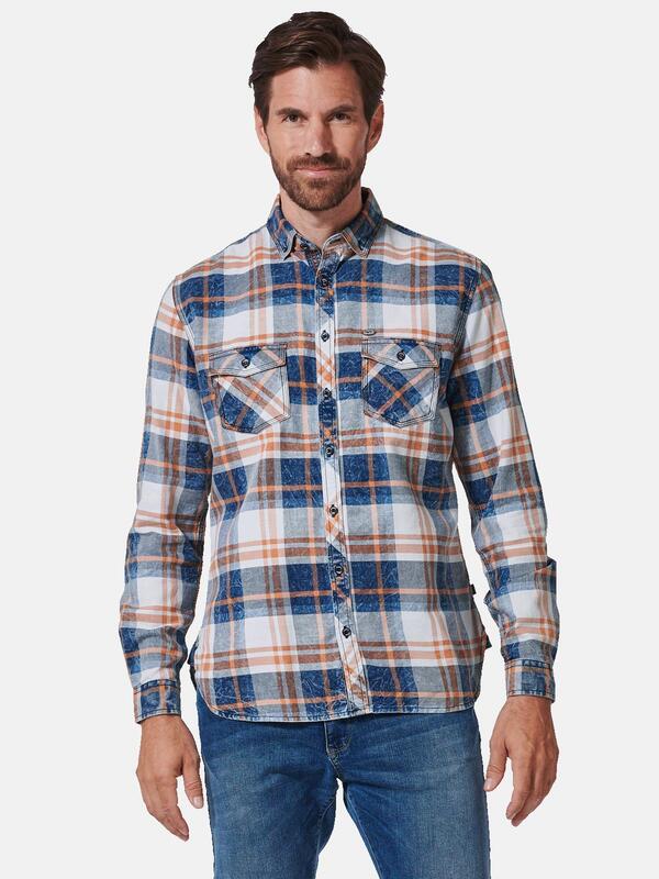 engbers Herren Langarm-Hemd kariert orange regular Button Down von engbers