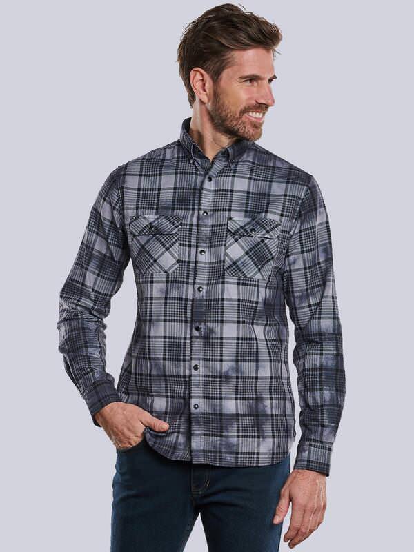 engbers Herren Langarm-Hemd mit gemustert Grau regular Button Down von engbers
