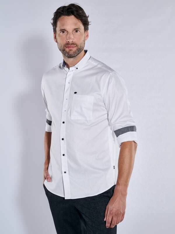 engbers Herren Langarm-Hemd regular Weiß uni Button Down von engbers